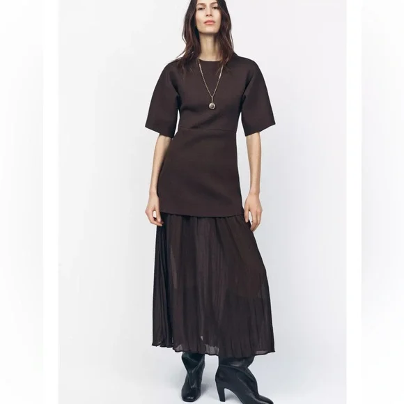 Zara Dark Brown Midi Dress - Picture 8 of 14